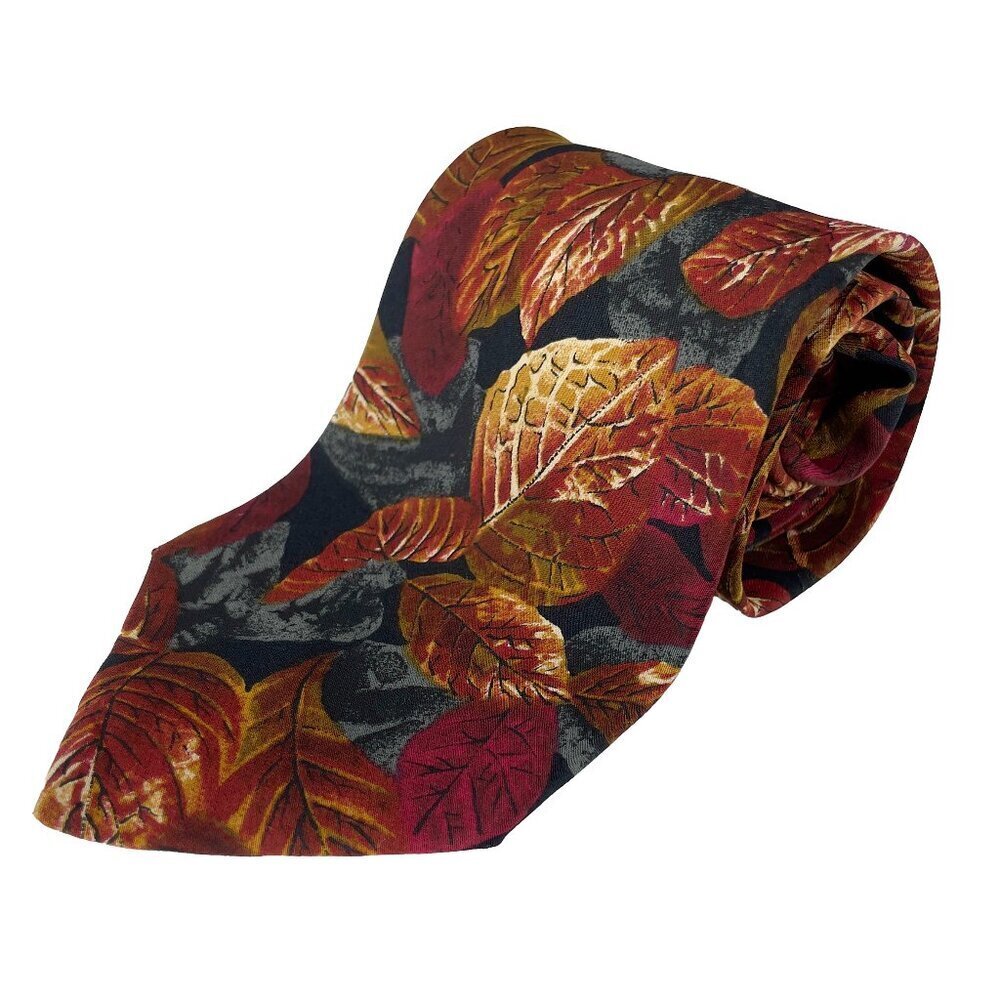HUGO BOSS Floral‎ Rust Black Grey Silk *flawed